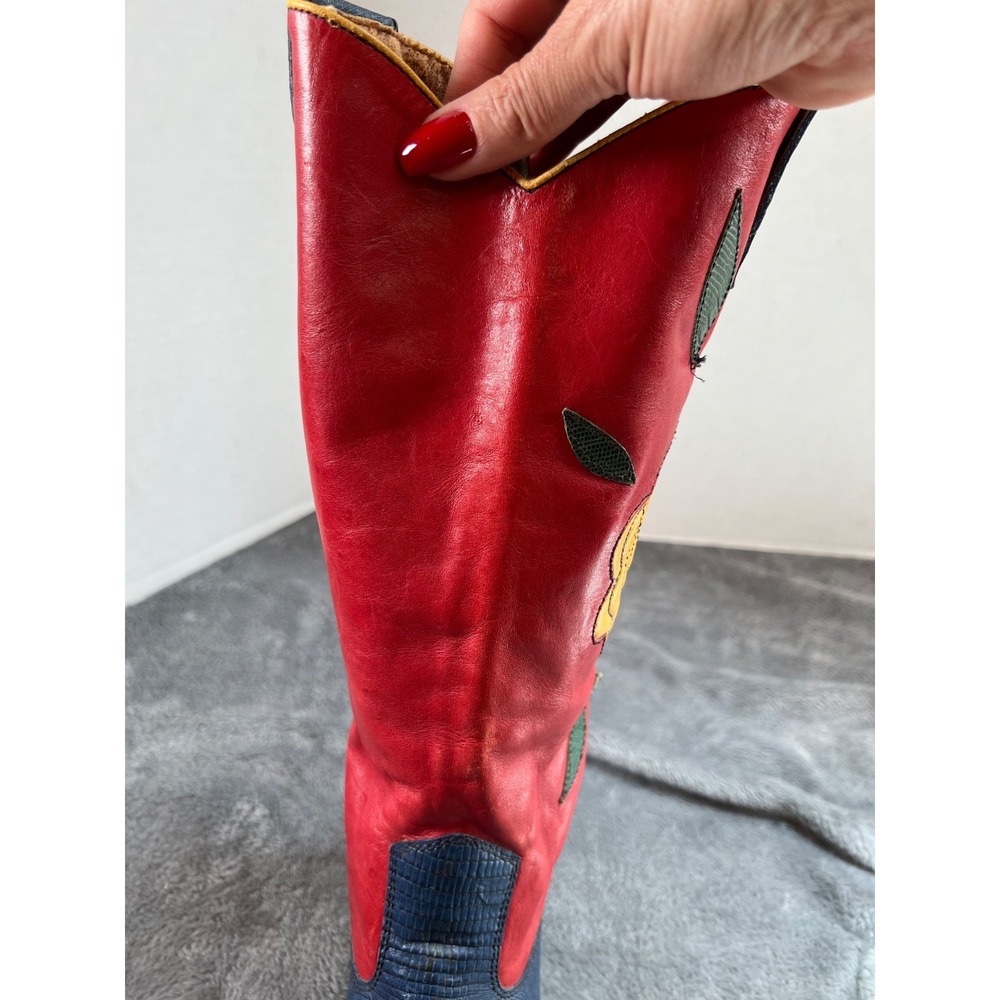 Nine West Vintage Cowgirl Boots Womens 10 Yellow Rose Y2K Made in Brazil - Picture 5 of 15
